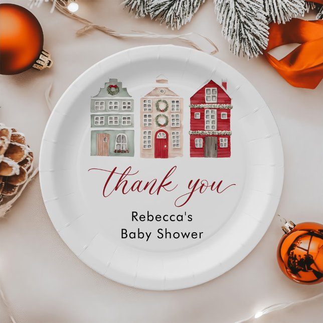 Plato De Papel It Takes a Village Winter Christmas Baby Shower (Subido por el creador)