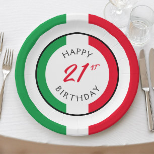 Plato De Papel Italia Italia Bandera italiana Feliz cumpleaños