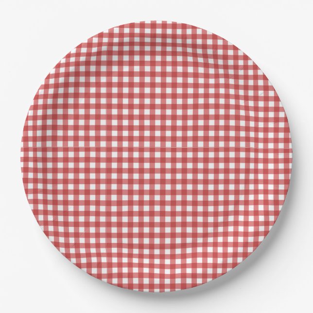 Plato De Papel Italian Ciao Baby Red Checkered Baby Shower  (Anverso)