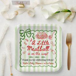 Plato De Papel Italian Theme Baby Shower Green Bow