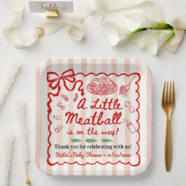 Plato De Papel Italian Theme Baby Shower Red Bow