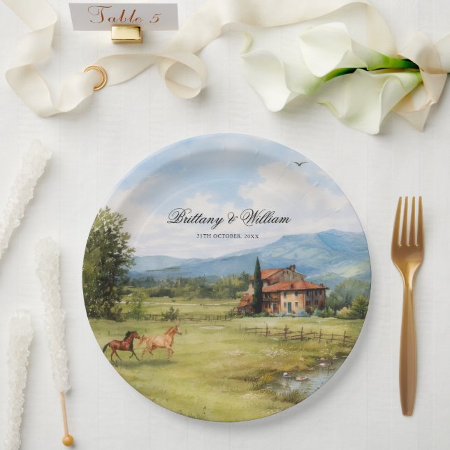Plato De Papel Italian Tuscan Countryside Wedding  (Boda)
