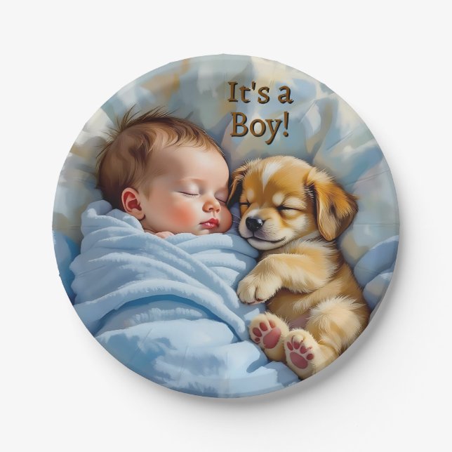 Plato De Papel It's a Boy | Baby Shower (Anverso)