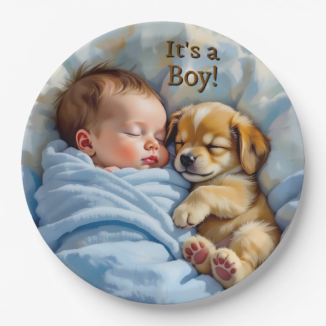 Plato De Papel It's a Boy | Baby Shower (Anverso)