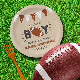 Plato De Papel It's a Boy! Baby Shower con temas de fútbol