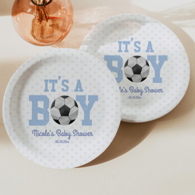 Plato De Papel It's a Boy! Baby Shower de Blue Soccer (Subido por el creador)