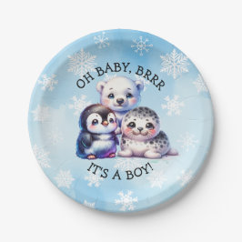 Plato De Papel It's a Boy | Polar Arctic Winter Baby Shower