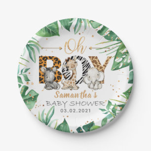 Plato De Papel It's a Boy! Safari Baby Shower Plate