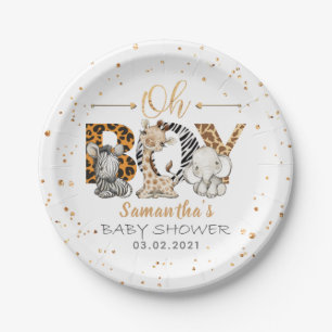 Plato De Papel It's a Boy! Safari Baby Shower Plate