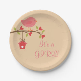 Plato De Papel It's a Girl! Placas de papel Baby Shower para aves