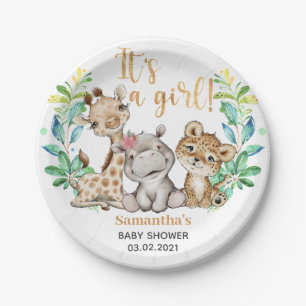 Plato De Papel It's a Girl! Safari Baby Shower