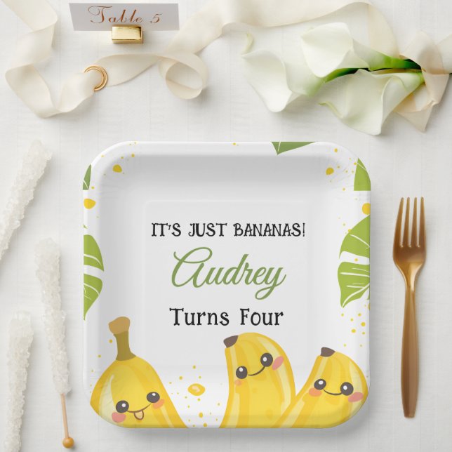 Plato De Papel It's Just Bananas Any Age Birthday Party (Boda)