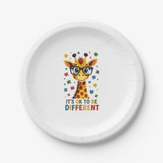 Plato De Papel It's Ok To Be Different Giraffe Autism Awareness B