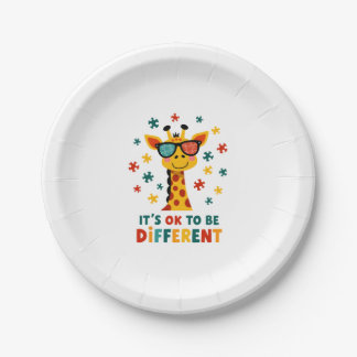 Plato De Papel It's Ok To Be Different Giraffe Autism Awareness B
