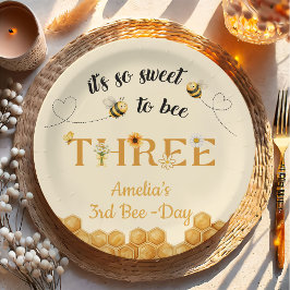 Plato De Papel It's So Sweet To Bee 3rd Birthday