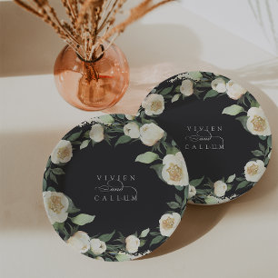 Plato De Papel Ivory Bloom   Boda de guirnaldas florales personal