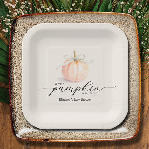 Plato De Papel Ivory Bow Little Pumpkin Baby Shower