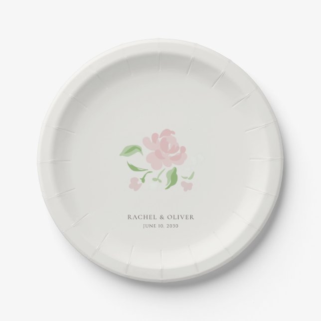 Plato De Papel Ivory | Chic Rosa Beige Boda  (Anverso)