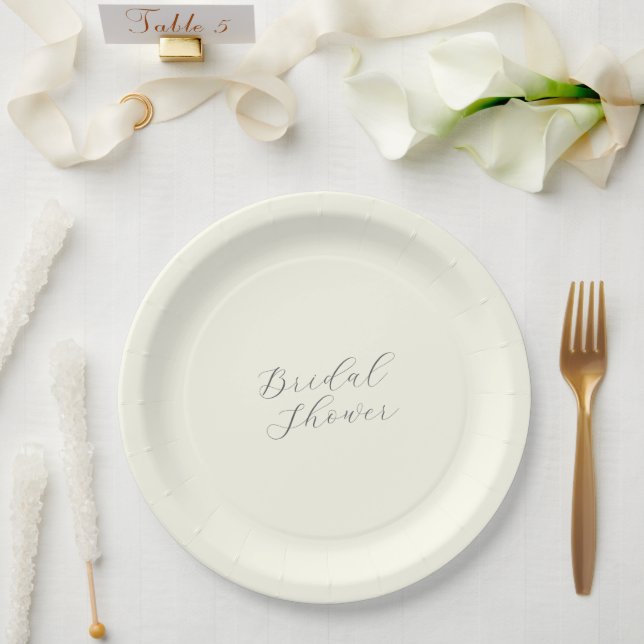 Plato De Papel Ivory Color Simple Bridal Shower (Boda)