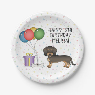 Plato De Papel Jabalí Perro Salchicha de Pelo Rizado - Cumpleaños