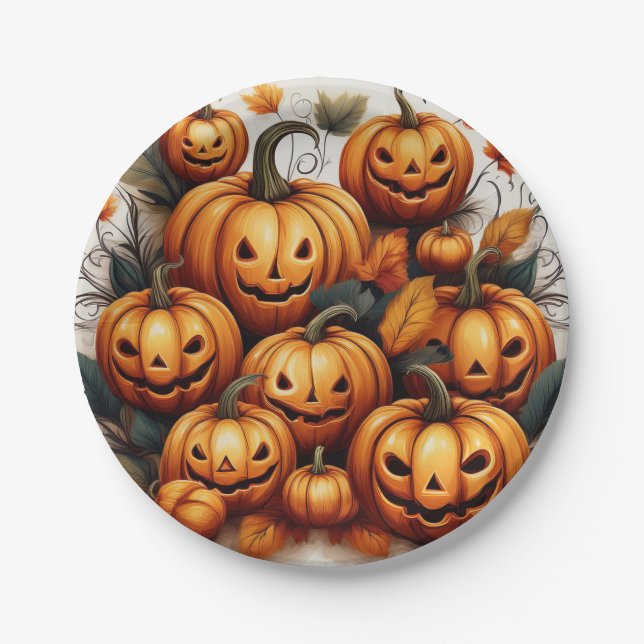 Plato De Papel Jack O Lanterns (Anverso)