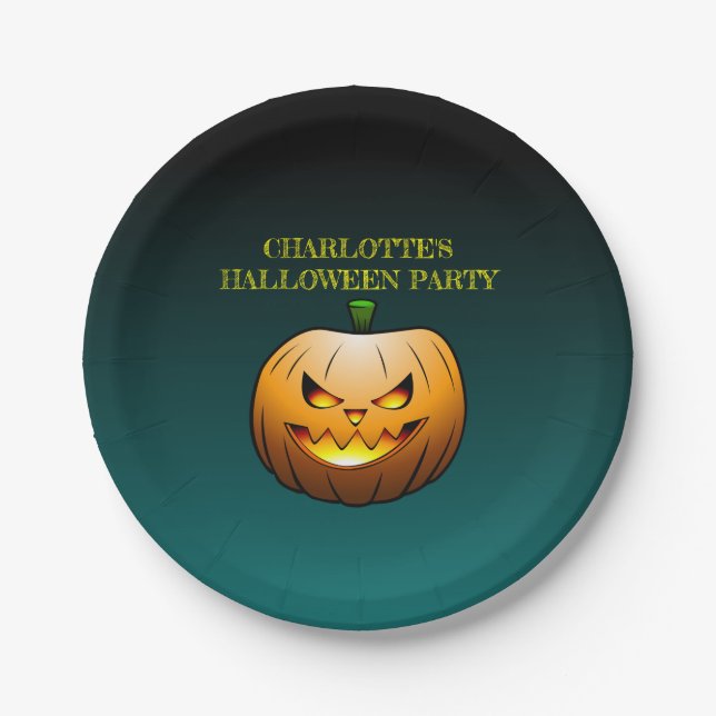 Plato De Papel Jack o'lantern Halloween (Anverso)