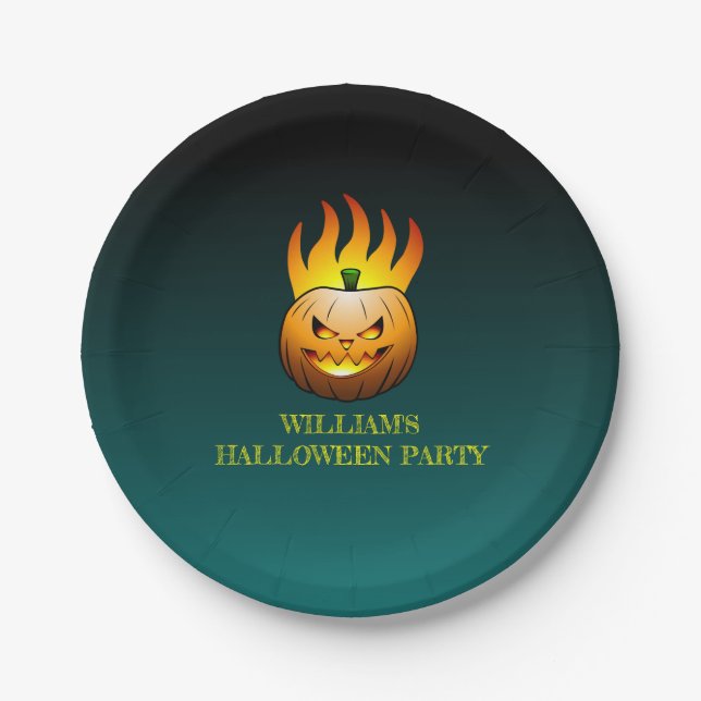 Plato De Papel Jack o'lantern Halloween (Anverso)