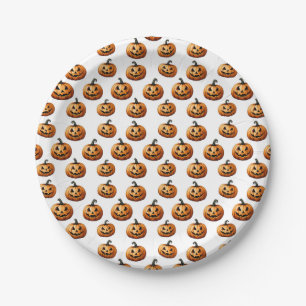 Plato De Papel Jack O'Lanterns en blanco