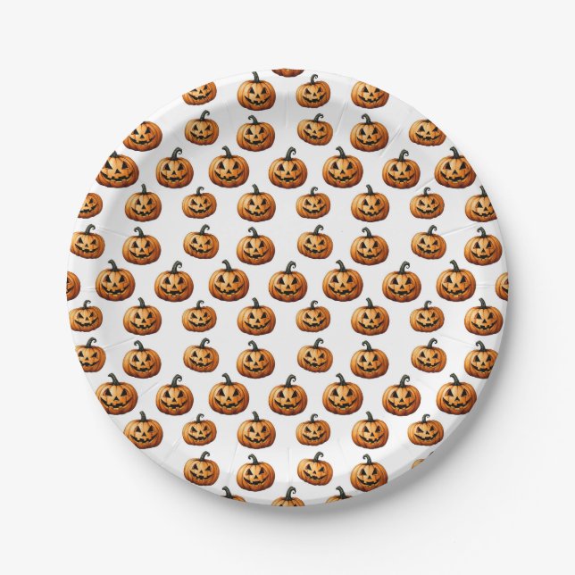 Plato De Papel Jack O'Lanterns en blanco (Anverso)