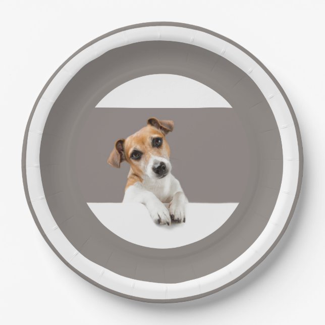 Plato De Papel Jack Russell Puppy Dog Cute Adorable Sweet (Anverso)