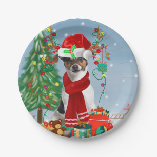 Plato De Papel Jack Russell Terrier Dog en regalos de Navidades d