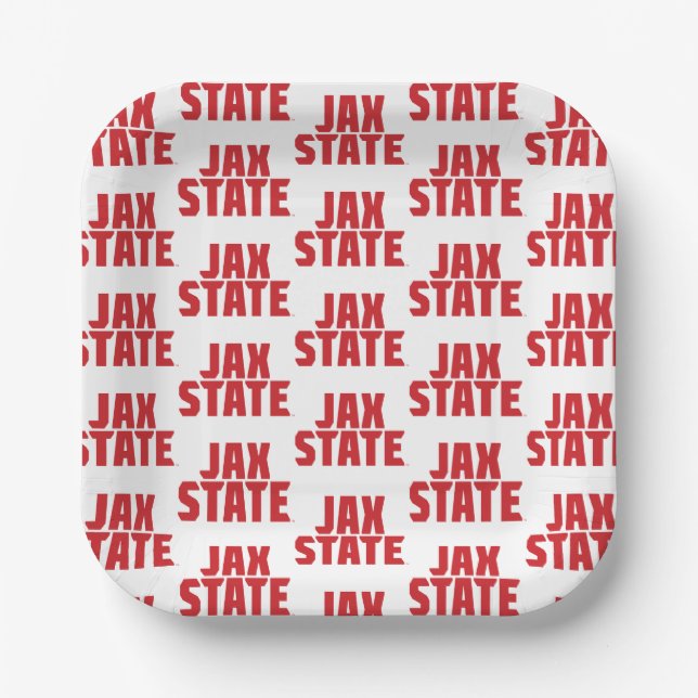 Plato De Papel Jacksonville State University JAX STATE Bold Red (Anverso)