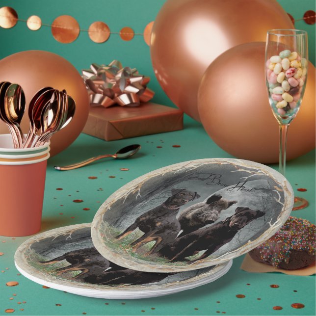 Plato De Papel Jagdterrier, corazón valiente (Multi)