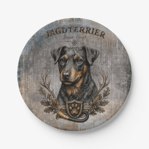 Plato De Papel Jagdterrier, Logo de Caza