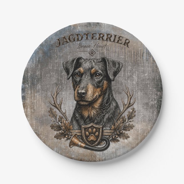 Plato De Papel Jagdterrier, Logo de Caza (Anverso)