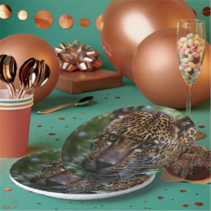 Plato De Papel Jaguar de ojos verdes,