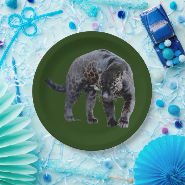 Plato De Papel Jaguar Diablo verde grandes placas de papel (Fiesta)