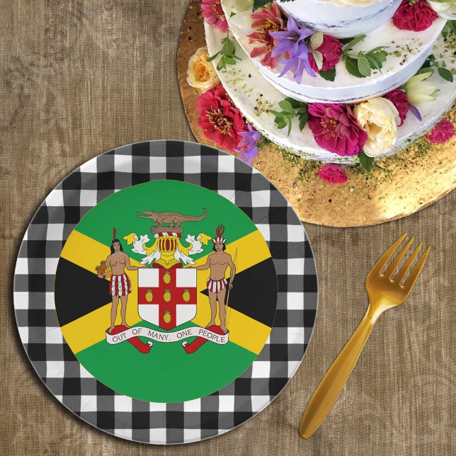 Plato De Papel Jamaica Plate, Emblem payaso búfalo, bandera jamai (Subido por el creador)