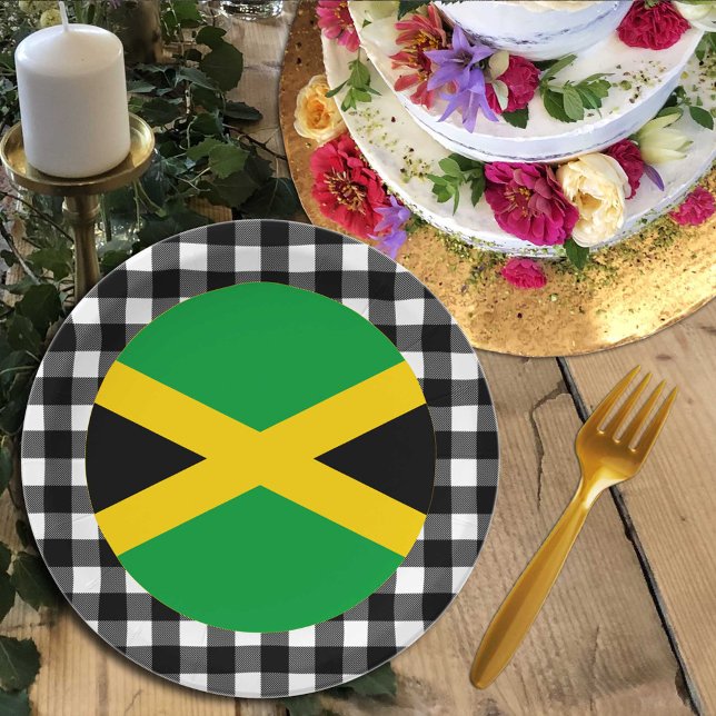 Plato De Papel Jamaica Plate, manta de búfalo y bandera jamaiquin (Subido por el creador)