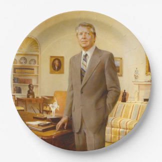 Plato De Papel James Earl Carter pintó retrato del presidente de 
