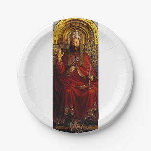 Plato De Papel Jan van Eyck Dios Padre en el Trono Arte Fino