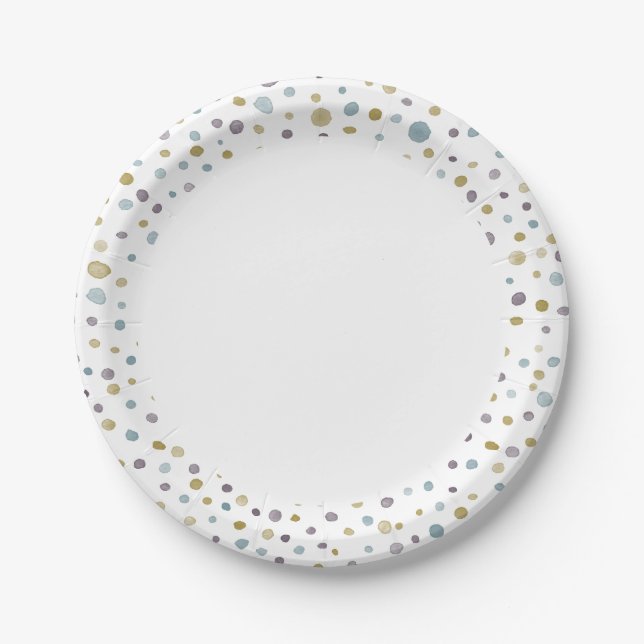 Plato De Papel Janet Confetti Watercolor Dots Paper Plate (Anverso)