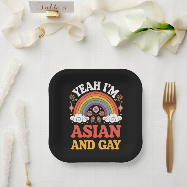 Plato De Papel Japonés asiático-gay asiático-chino-coreano (Boda)
