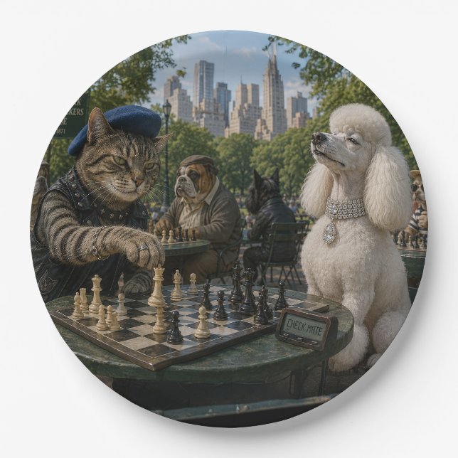 Plato De Papel Jaque Mate en Central Park (Anverso)