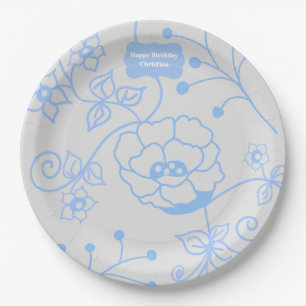 Plato De Papel Jardín Azul 9 pulg.