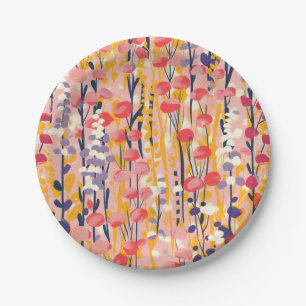 Plato De Papel Jardín Botánico Floral de Flores Silvestres Modern