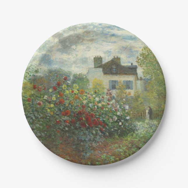 Plato De Papel Jardín de artistas monet en pintura argentina (Anverso)