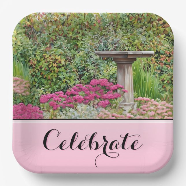 Plato De Papel Jardín de celebración - Placa de papel (Anverso)