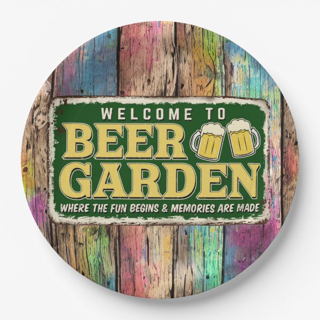 Plato De Papel Jardín de Cerveza (Anverso)
