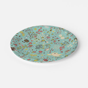 Plato De Papel Jardín de flores caprichoso